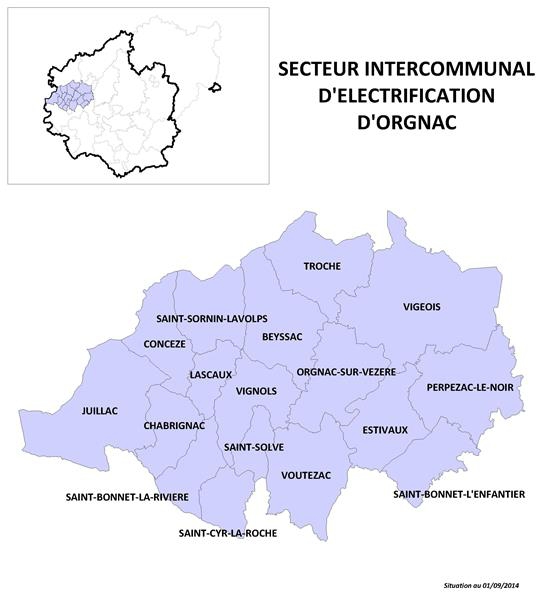 Carte secteur d'énergie d'Orgnac